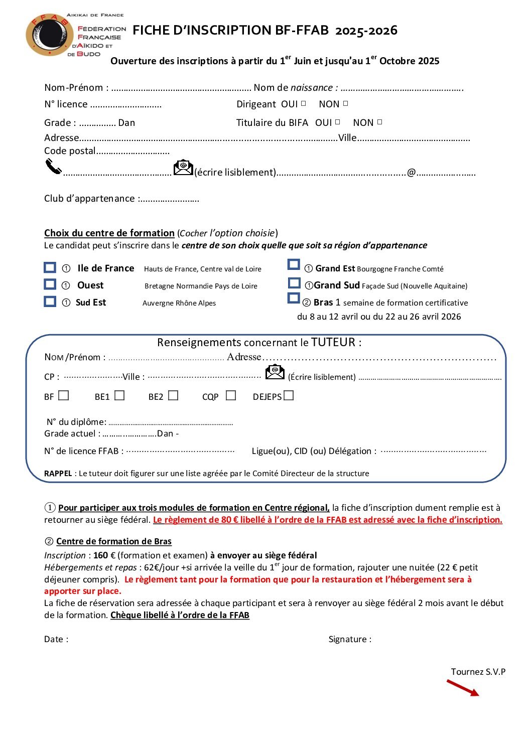 Formation BF (Brevet Fédéral) : 2025-2026