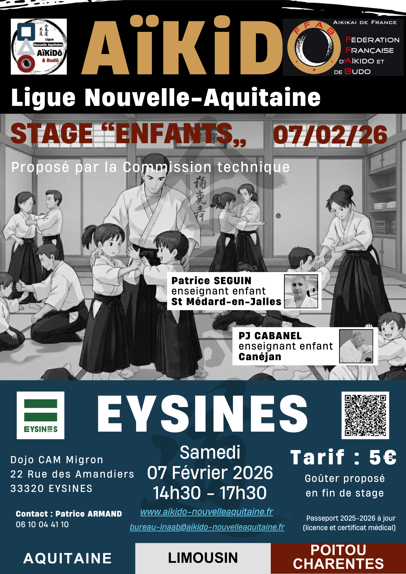 Stage « Enfants », Patrice SEGUIN & PJ CABANEL, Eysines (33) 07/02/2026