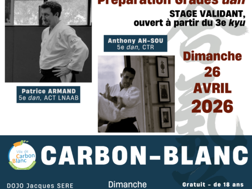 Stage Préparation Grades dan, Ouvert à partir du 3e kyu, Patrice ARMAND & Anthony AH-SOU, Talence (33), 26/04/2026