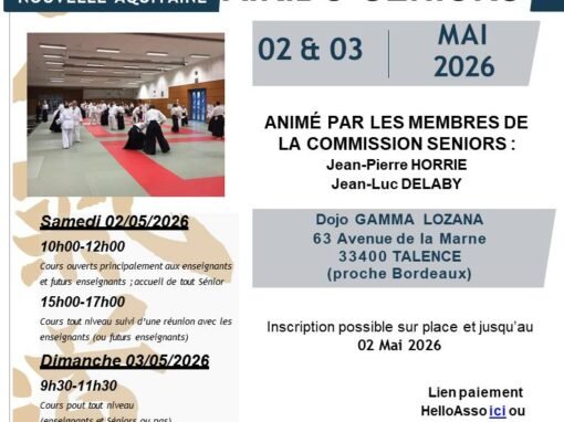 Stage National Séniors, Ouvert A tous, Jean-Pierre HORRIE & Jean-Luc DELABY, Talence (33), 02 & 03/05/2026