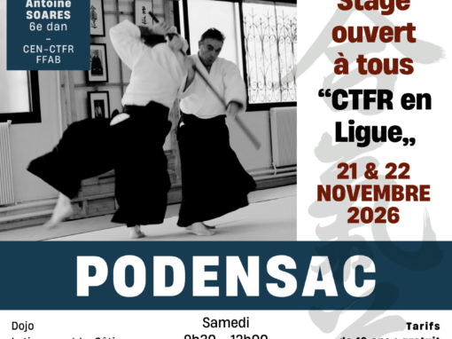 Stage Ouvert A Tous : « CTFR en Ligue », Podensac (33), 21 & 22/11/2026 Stage Ouvert A Tous : « CTFR en Ligue », Podensac (33), 21 & 22/11/2026